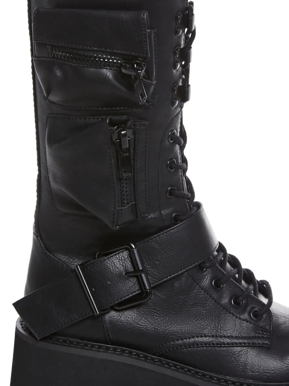 Current Mood Black Platform Combat Boots